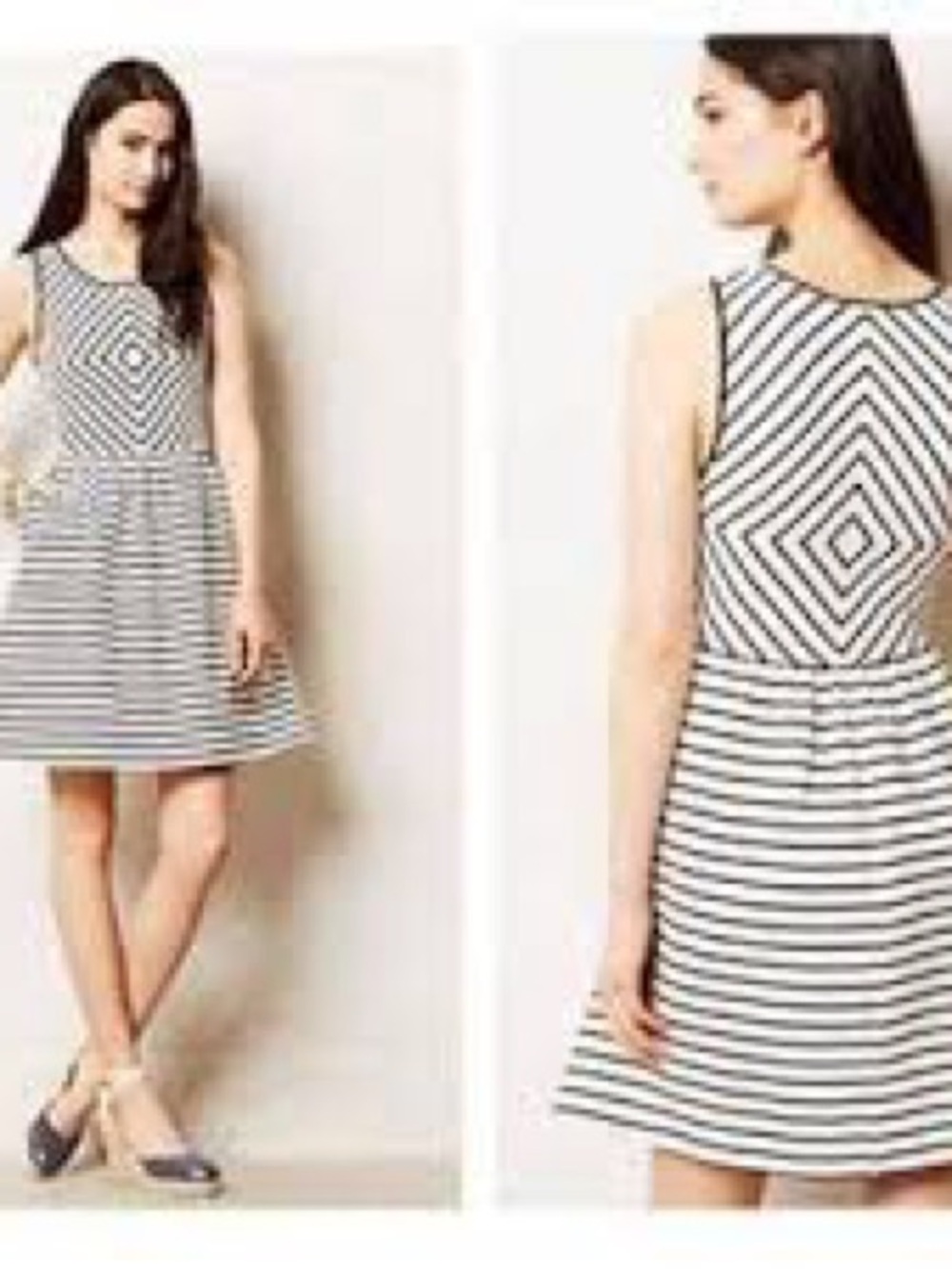 Maeve Women’s Black & White Striped Fit-and-Flare Dress